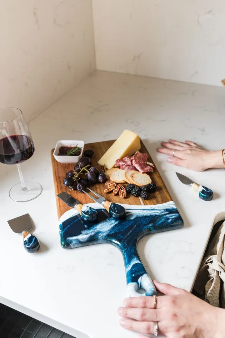 Resin Coated Cheese Knife Set Navy