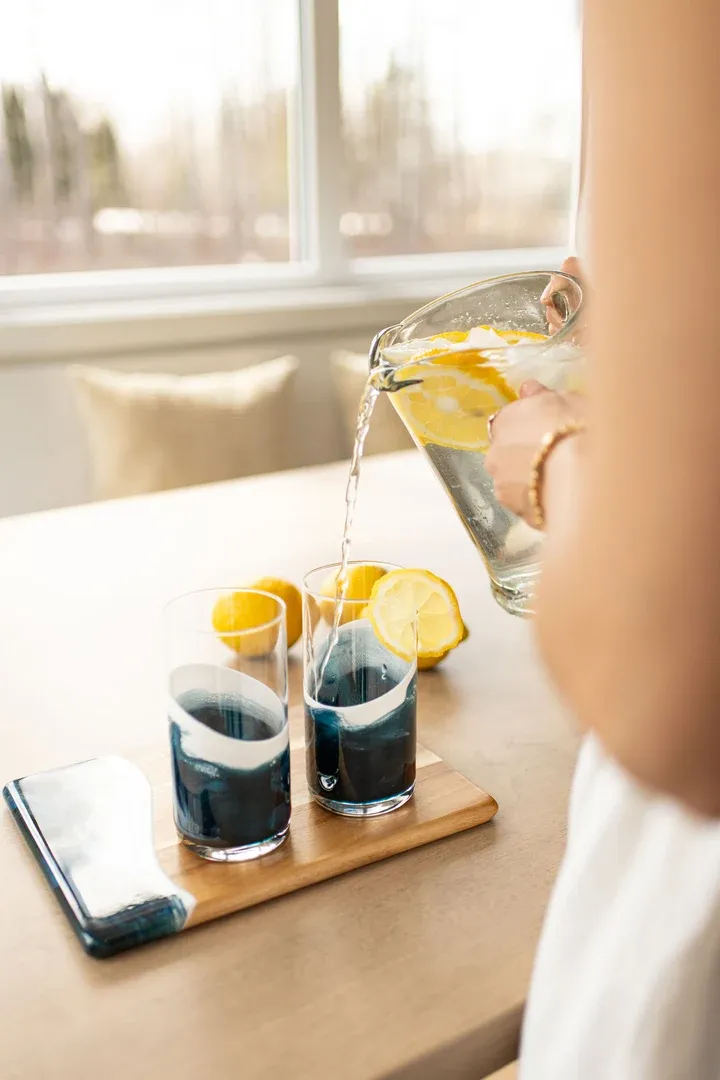 Resin Accented Highball Glasses Navy