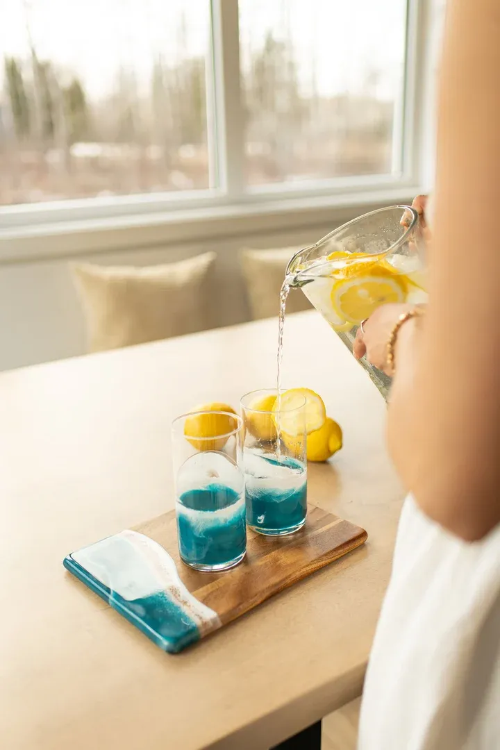 Resin Accented Highball Glasses Ocean Vibes