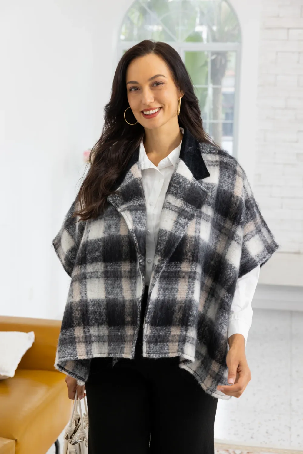 Belle Plaid Jacket, Colour: Black, Size: O/S