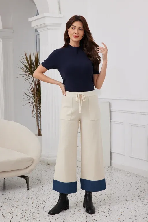 Willow's Denim-Knit Pants, Colour: Beige, Size: S/M