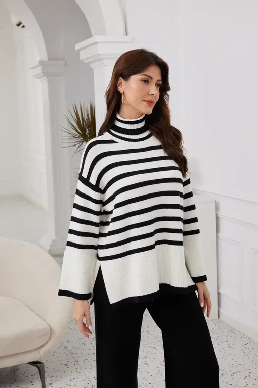 Celine’s Coastal Stripe Knit, Colour: White, Size: S/M