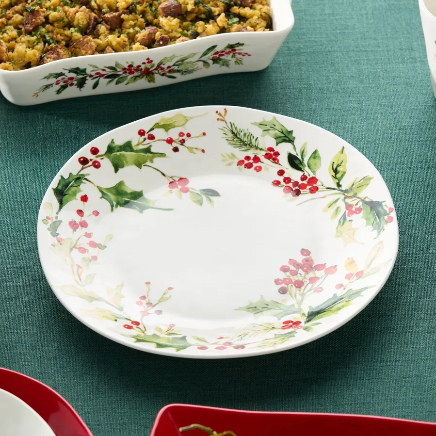 Holly and Vines Round Platter 13in