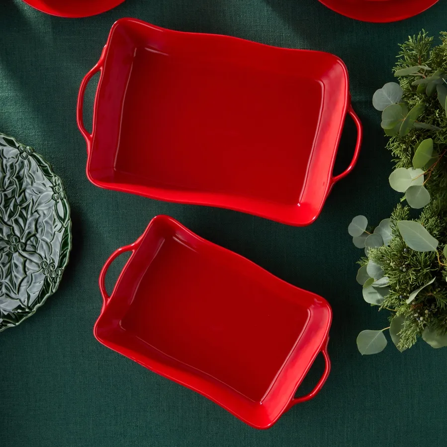Berry Red Large Rectangular Baker 16"