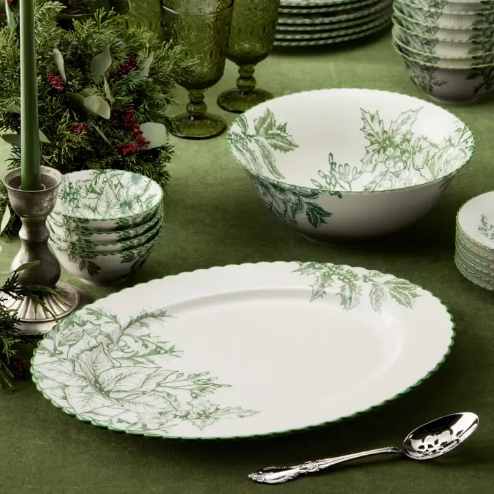 Winter Evergreen Oval Platter 16"