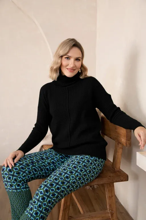 Waffle Knit Sweater, Colour: Black, Size: S/M