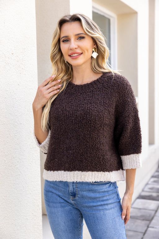 Rosaline Plush Knit, Colour: Brown, Size: O/S
