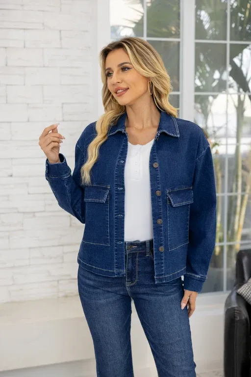 Aurelia’s Structured Denim Jacket, Colour: Dark Wash, Size: S