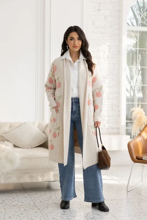 Sweet Cherry Cardigan, Colour: Beige, Size: O/S