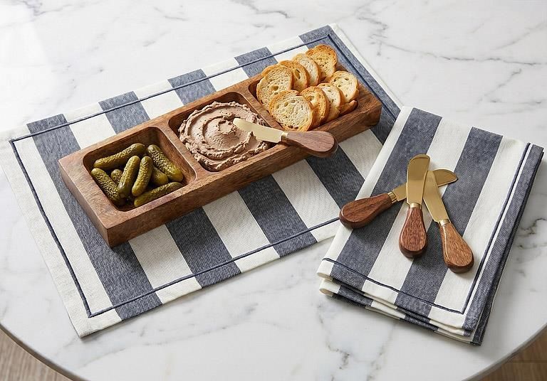 Walnut Handled Pate Spreaders Set of 4 Gold