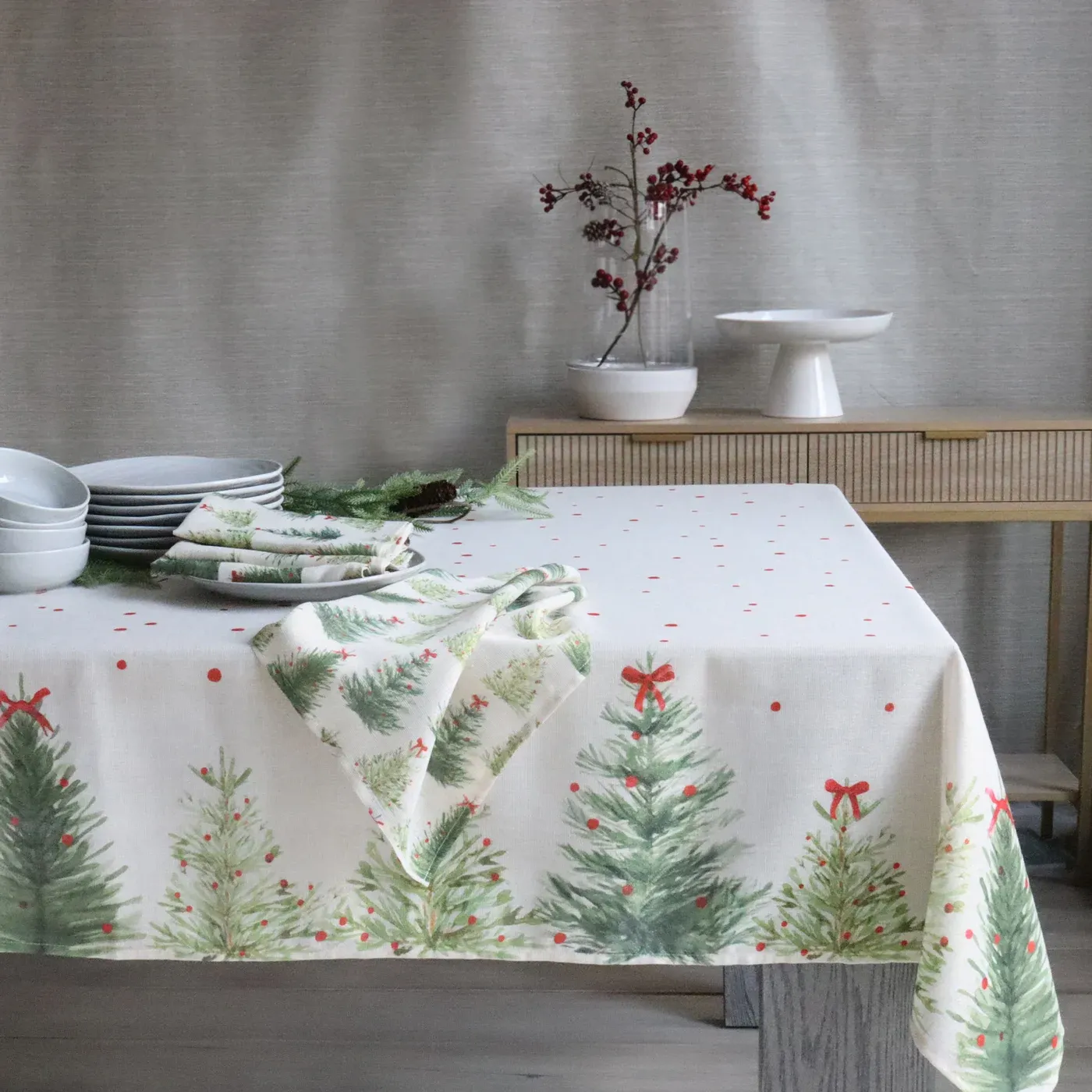 Holiday Trees Tablecloth 60 X 120 Multi
