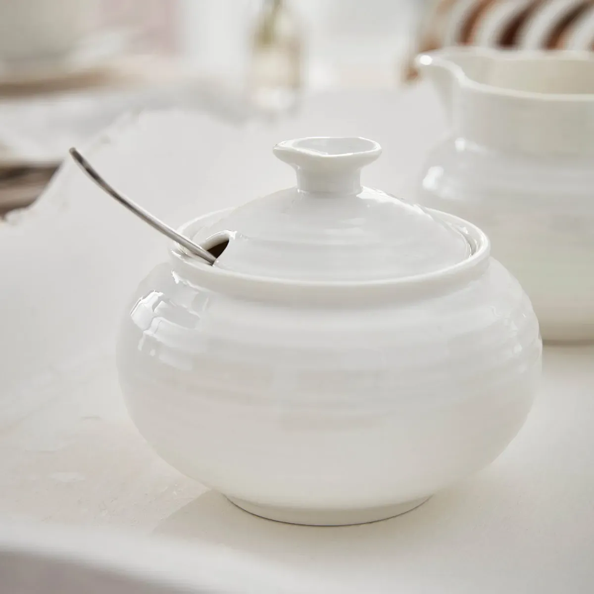 White Covered Sugar Bowl