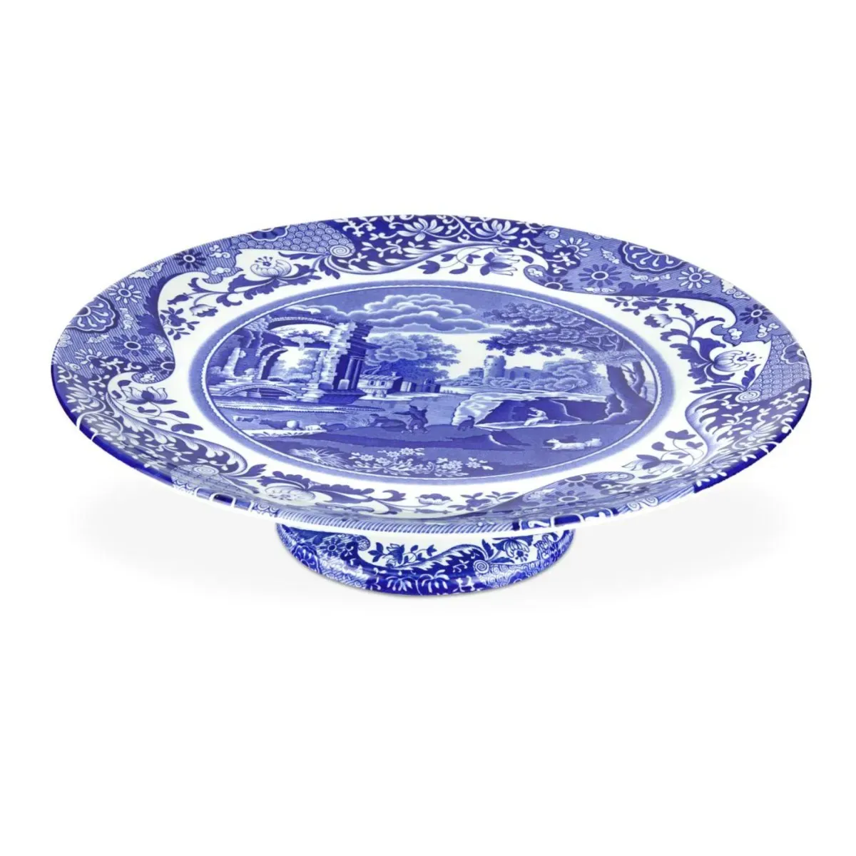 Blue Italian Footed Cake Stand