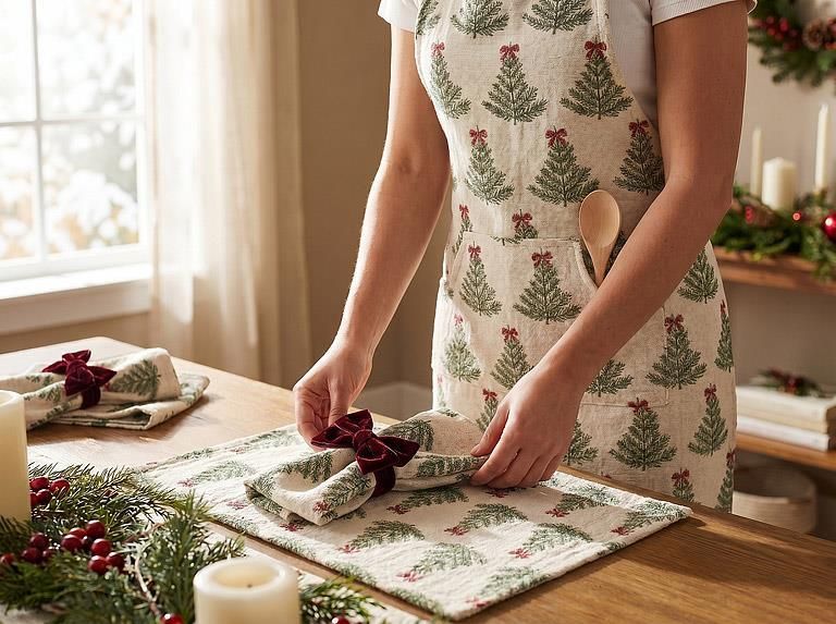 Holiday Trees with Bows Apron