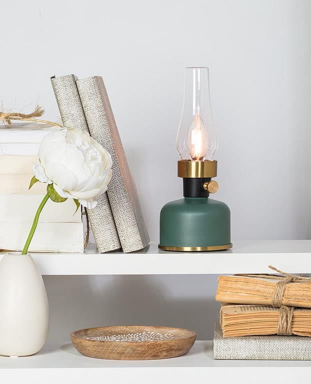 Green Small Lantern LED Lamp with Chimney
