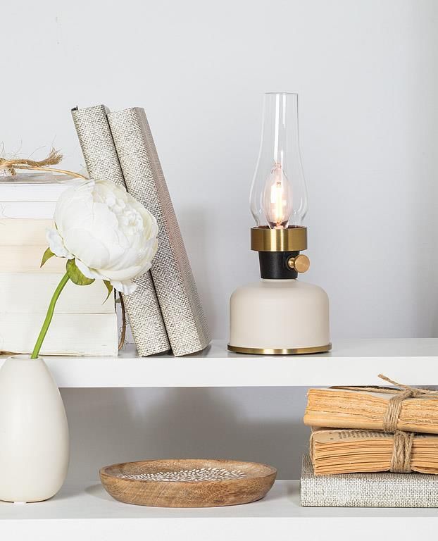 Ivory Small Lantern LED Lamp with Chimney