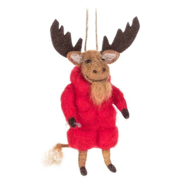 Moose in Puffy Parka Ornament