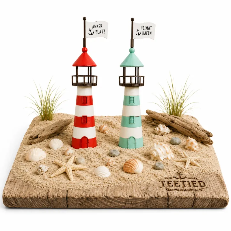 ZaunHocker Leuchtturm-Duo | 📦2er-Set rot/blau | 10x10x40 cm