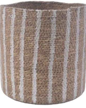 Basket Natural white vertical stripe