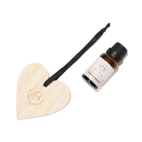 Anke Wooden Heart with Essential Oil, Fragrance: Pink Champagne