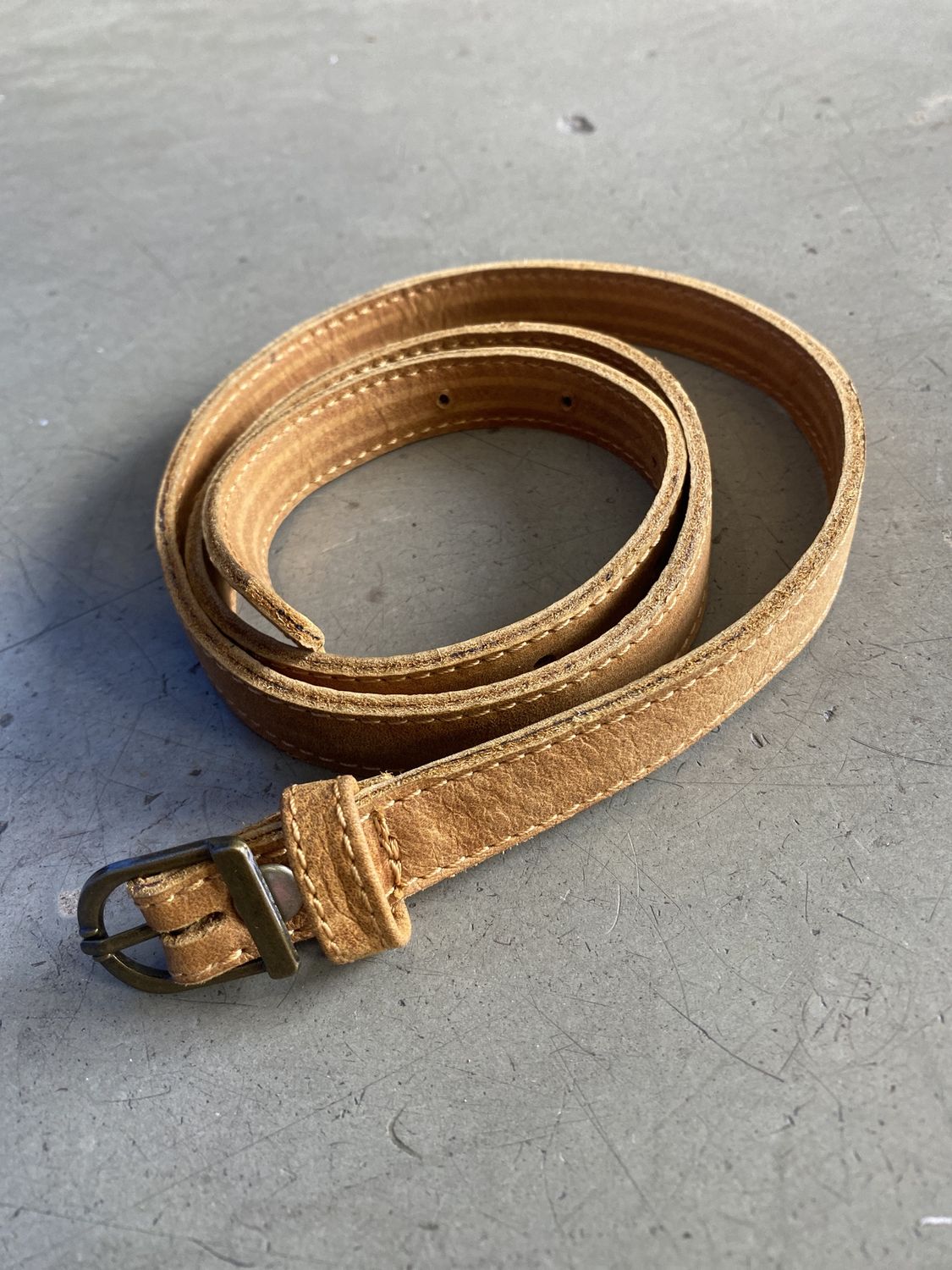 NGOZI Leather Belt 1.5cm Tan, Size: XS
