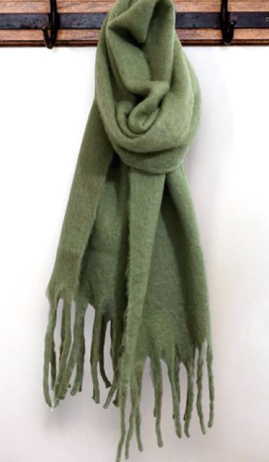 NOODLE FRINGES SCARF, Colour: SAGE