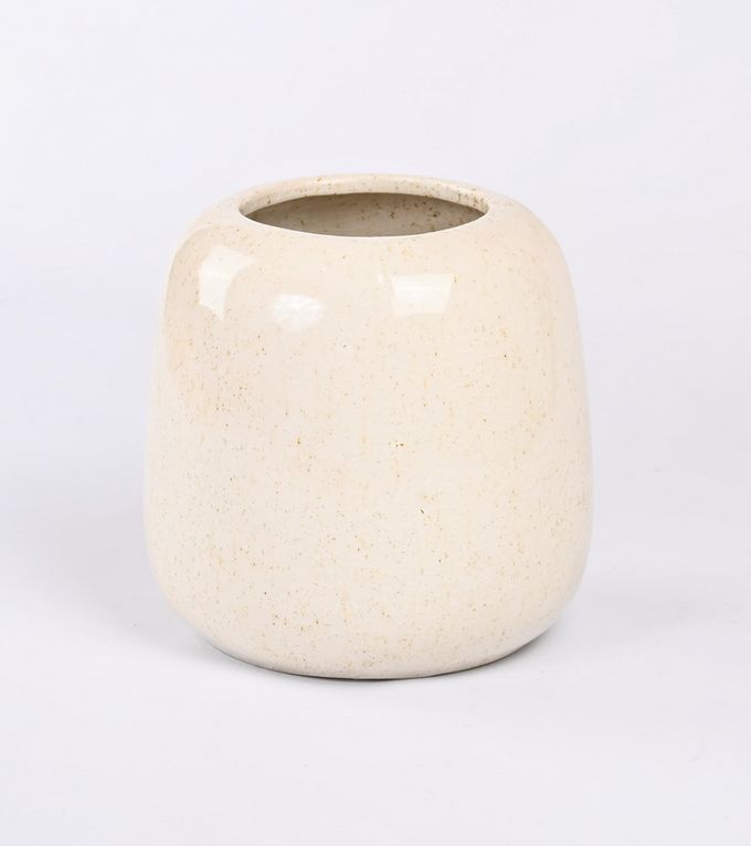 CERAMIC PLANTER, Style: CREAM CRACKLE