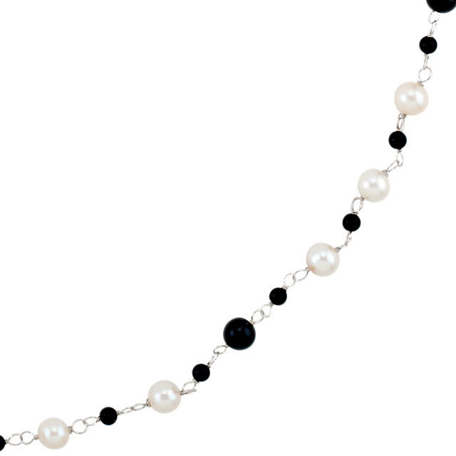 Black Onyx &amp; Cultured Pearl Necklace