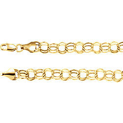 14K Gold Double Link Charm Bracelet