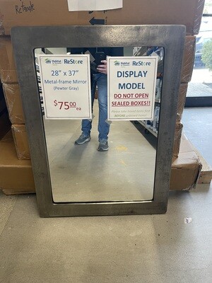 Pewter Gray Metal-Frame Mirror