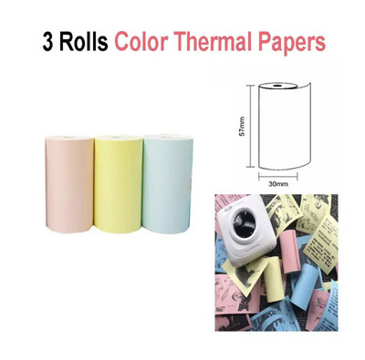 3 Rolls Thermal Paper Label Paper Sticker Paper Photo Paper Color Paper For PeriPage PAPERANG Phomemo Poooli Photo Printer