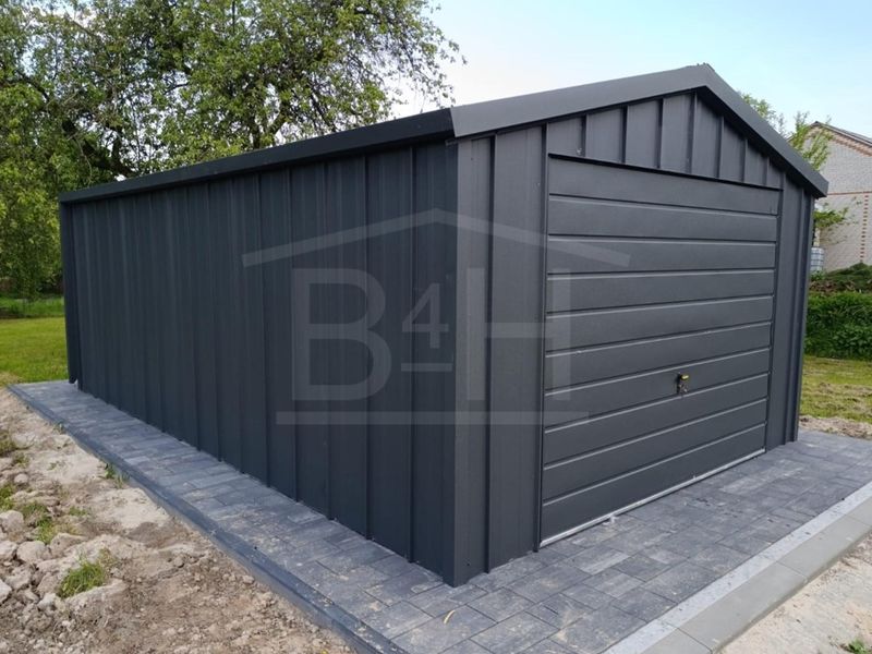 Metāla garāža 4x6 m (ar paceļamiem vārtiem)