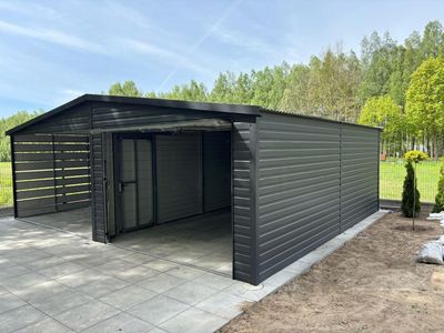 Metāla garāža ar nojumi 7x5 m