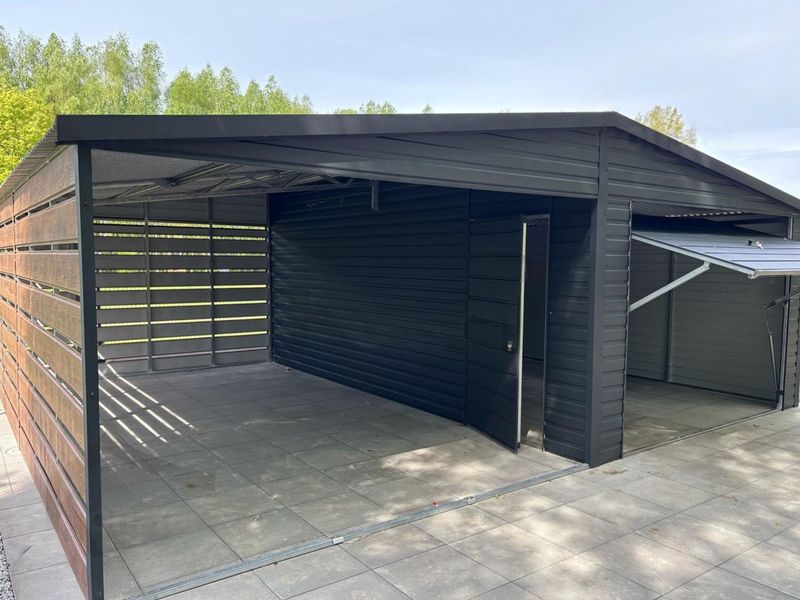 Metāla garāža ar nojumi 7x5 m