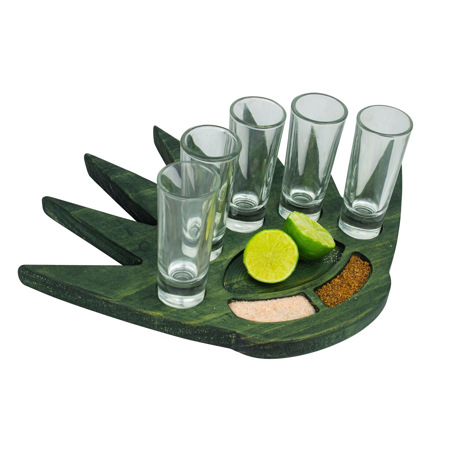 Tequilero para 5 caballitos en forma de agave