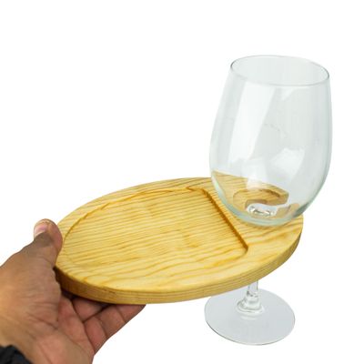 Mini tabla porta copa de vino (Ovalada)