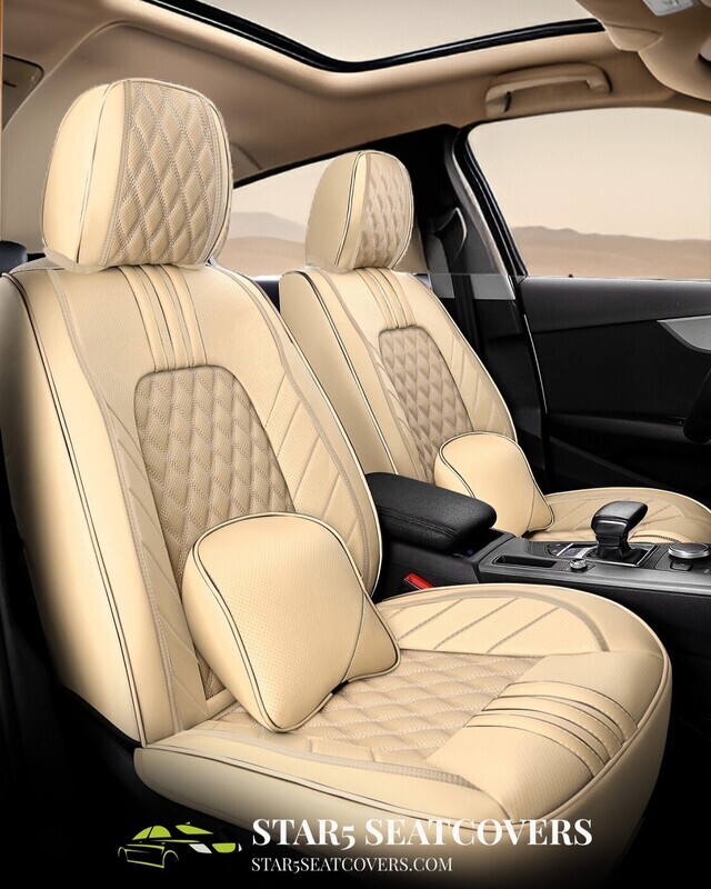 Beige - New Upgraded Ultimate 6D Seat Cover Set