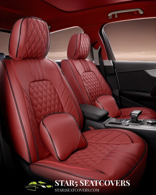 Burgundy - New Upgraded Premium 6D Seat Cover Set