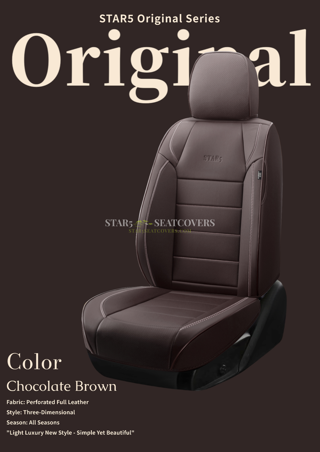 Chocolate Brown - Star5 Premium Original Series Seat Cover Set