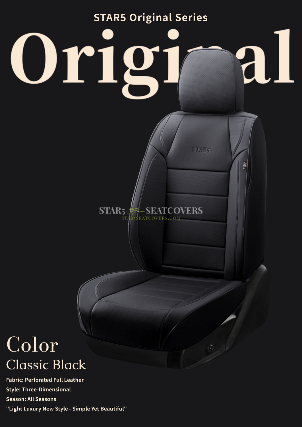 Classic Black - Star5 Premium Original Series Seat Cover Set