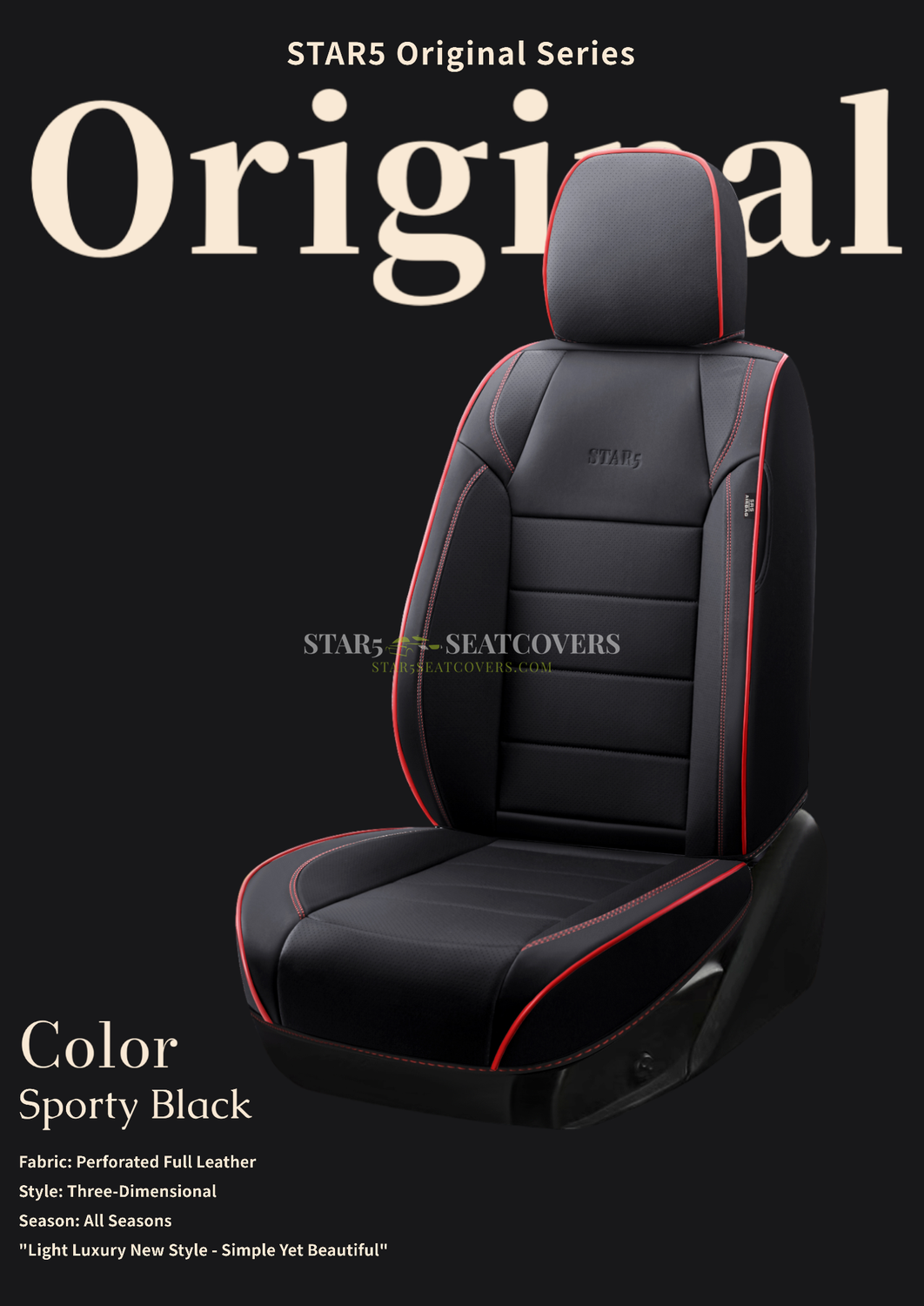 Sporty Black - Star5 Premium Original Series Seat Cover Set