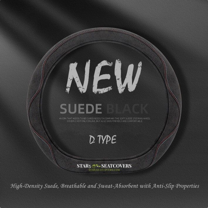 Black - D Type - Star5 Premium Suede Steering Wheel Cover