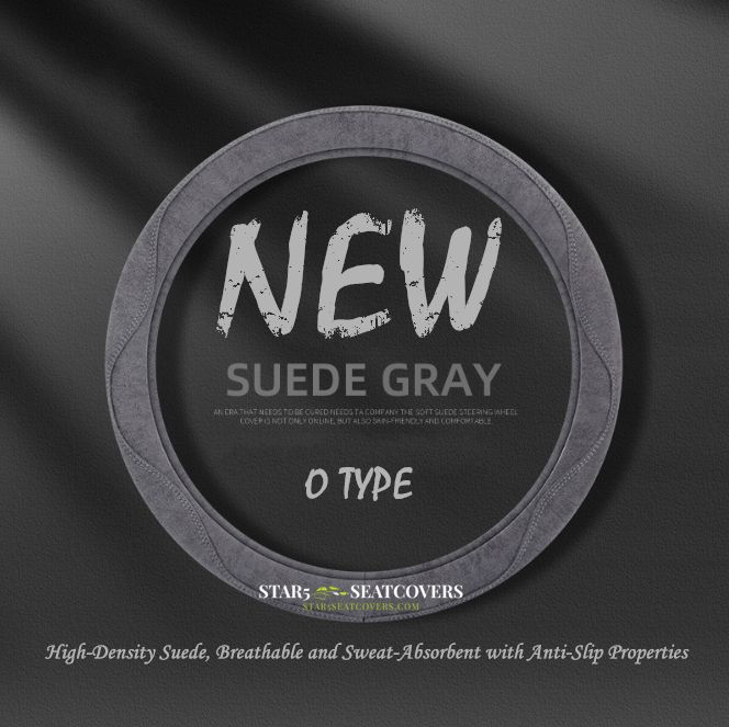 Gray - O Type - Star5 Premium Suede Steering Wheel Cover