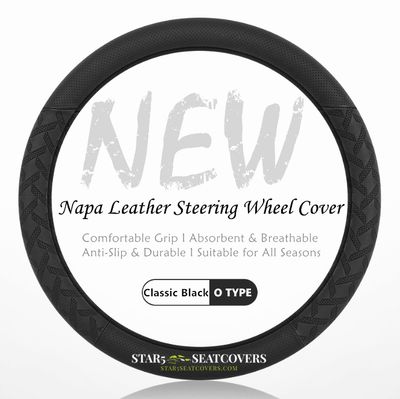 Black - O Type - Star5 Premium Napa Leather Steering Wheel Cover