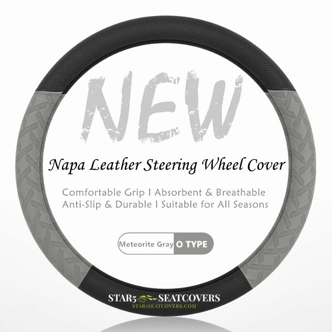 Gray - O Type - Star5 Premium Napa Leather Steering Wheel Cover