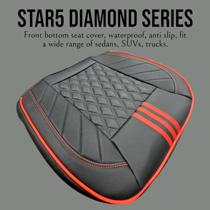 Black &amp; Red - Star5 Diamond Series Front Bottom Seat Cover