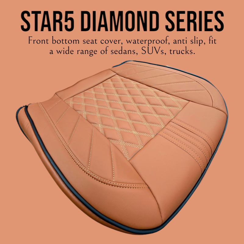 Brown - Star5 Diamond Series Front Bottom Seat Cover