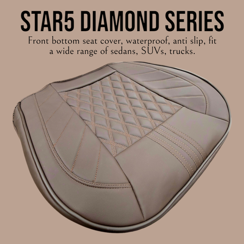 Coffee - Star5 Diamond Series Front Bottom Seat Cover