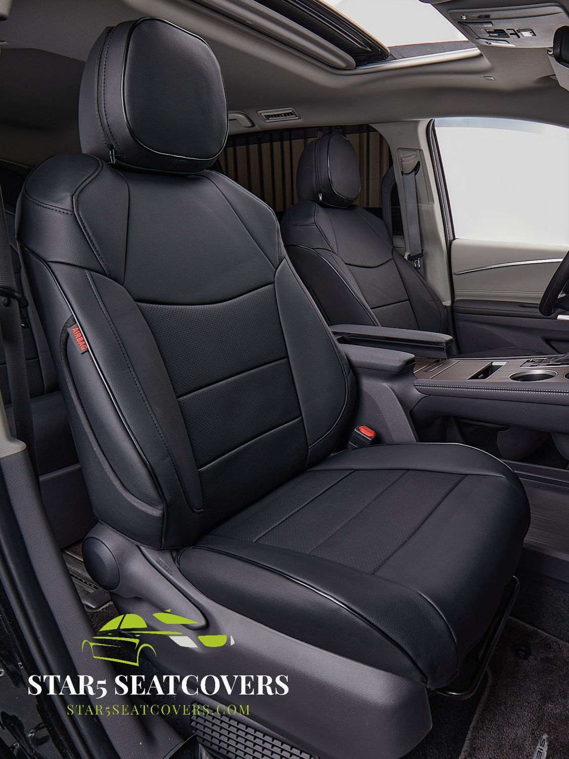 New Premium Toyota Sienna (21-25) 2nd Row Two Captain Seats 7-Seater Custom Seat Cover Set - Black