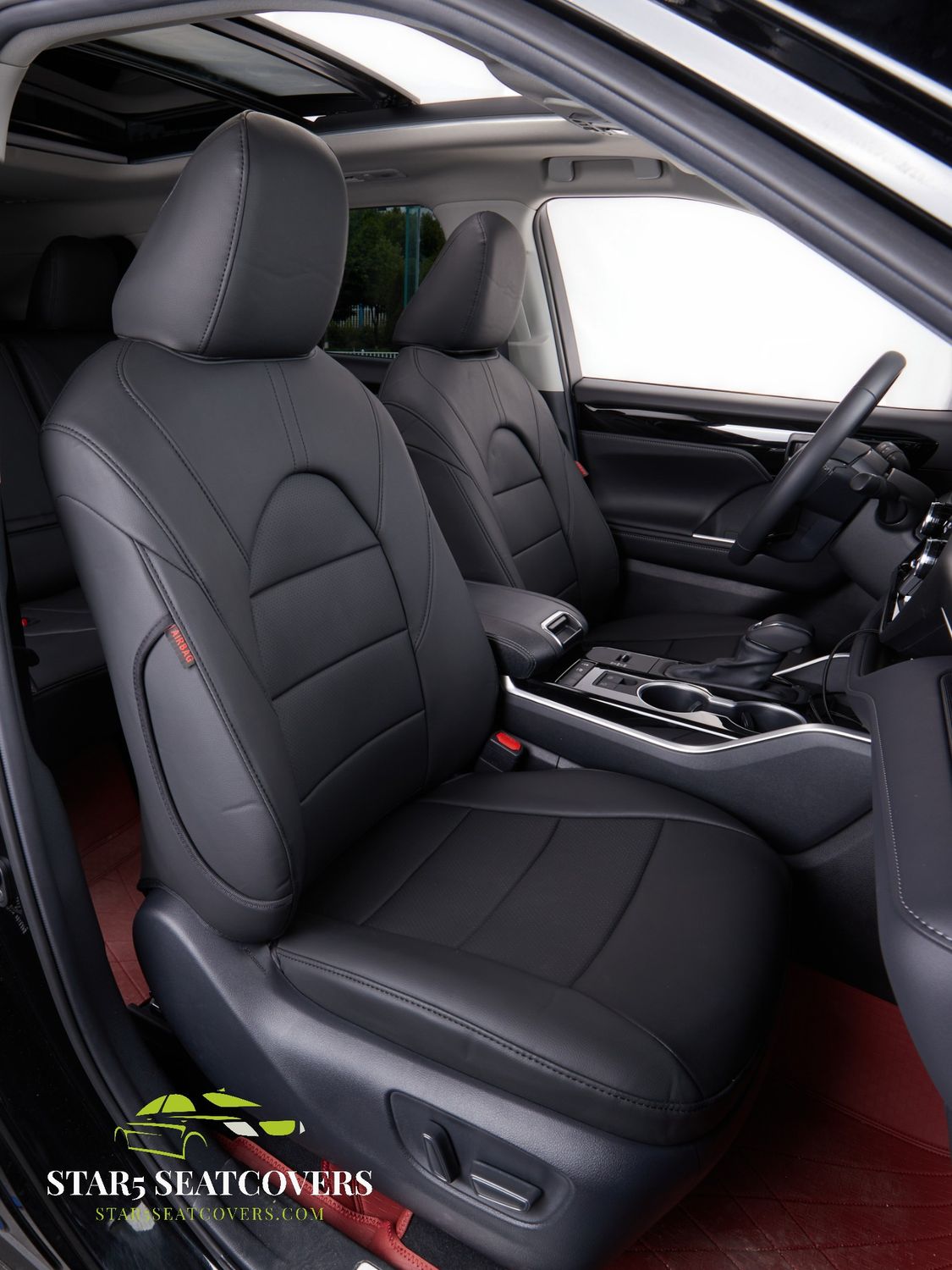 New Premium Toyota Highlander (20-25) 2nd Row Bench 8-Seater Custom Seat Cover Set - Black